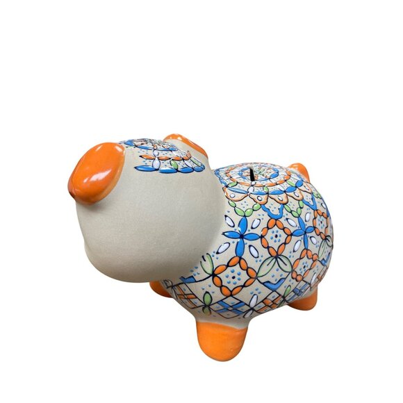 Servin Mexico Talavera Piggy Bank Hand Painted Ceramic Folk Art Pottery - Picture 3 of 16